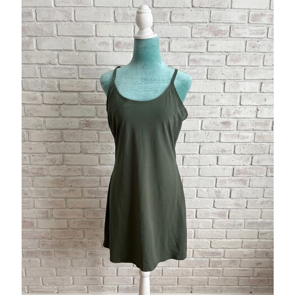 Outdoor Voices The Exercise Dress Nylon Spandex M Olive Dark Green Gorpcore Mini